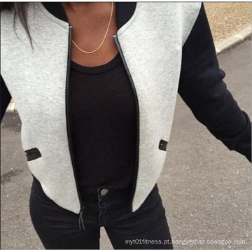 Alta qualidade personalizado bombardeiro jaqueta atacado cetim cinza bombardeiro jaquetas para as mulheres